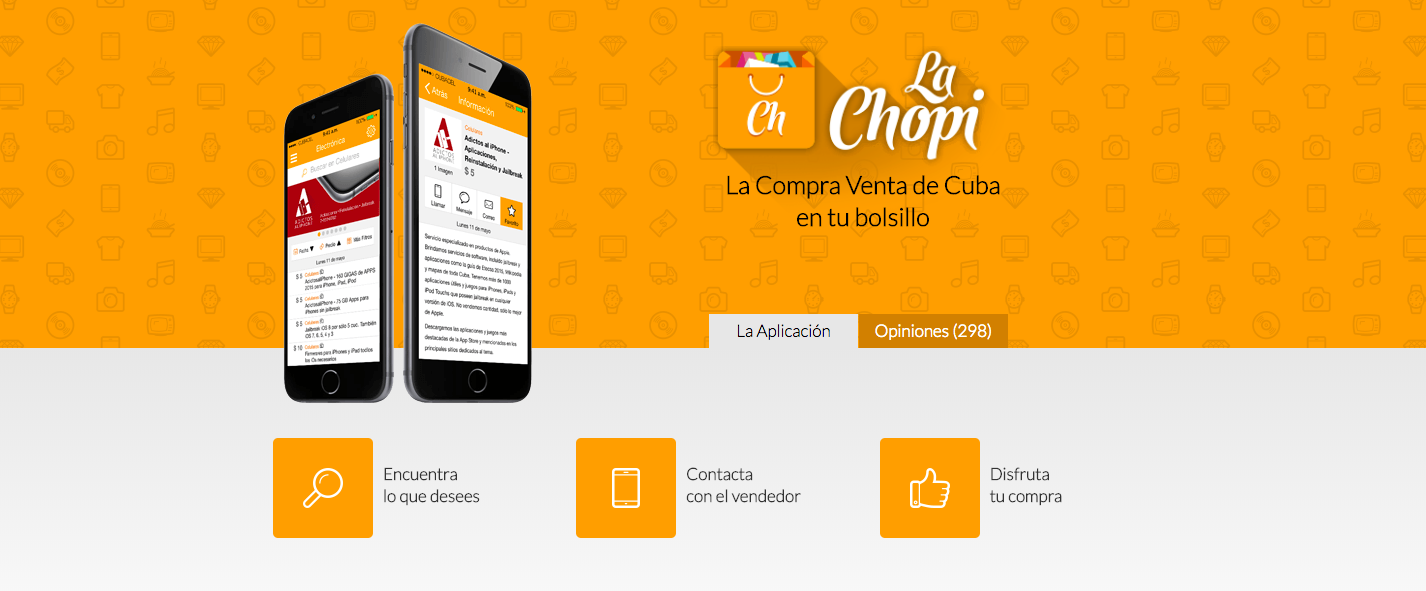 Captura de pantalla del sitio web de La Chopi